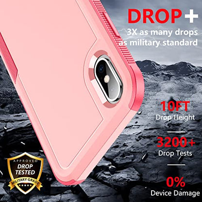 SPIDERCASE for iPhone Xs Max Case, [10 FT Military Grade Drop Protection] [Non-Slip] [2 pcs Tempered Glass Screen Protector] Shockproof Airbag Cushion Protective Case for iPhone Xs Max 6.5” (Pink) - color: Pink