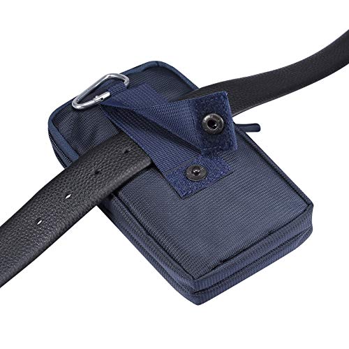 Multifunction Dual Phone Holster Men, Nylon Cell Phone Case Holder Mens Belt Pouch Loop/Clip, Smartphone Belt Wallet Purse 2 Zipper Pockets Compatible with iPhone 14 Pro Max Case 13 Pro Max, Black - color: Jewel Blue