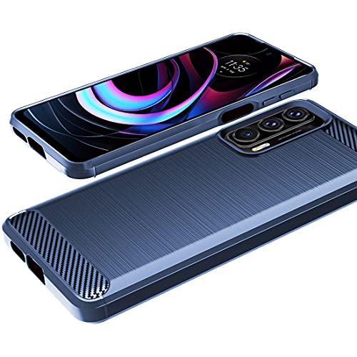 Osophter Moto Edge 2021 Case, 5G UW, Flexible TPU, 2pcs Screen Protector, Shock-Absorption, Navy Blue - color: Moto Edge 2021 Case-Navy Blue