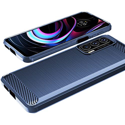 Osophter Moto Edge 2021 Case, 5G UW, Flexible TPU, 2pcs Screen Protector, Shock-Absorption, Navy Blue - color: Moto Edge 2021 Case-Navy Blue