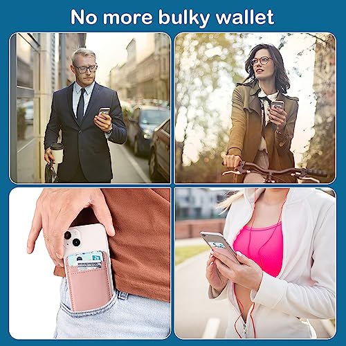 2Pack Phone Wallet,Leather Phone Card Holder Adhesive Stick On Credit Card Pocket for Back of Phone Case iPhone and Android-Pink,Blue - color: Pink,Sky Blue