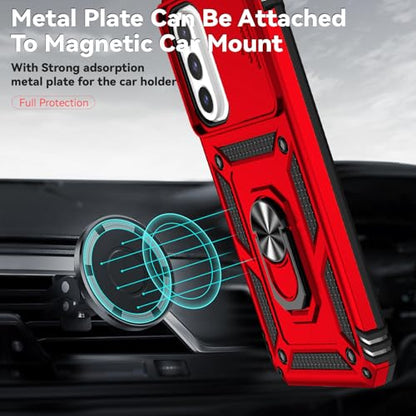 for Samsung Galaxy A17 / Galaxy A26 5G Case, with Slide Camera Cover HD Screen Protector [Military Grade Drop Tested] Ring Holder Kickstand Protective Phone Case for Samsung Galaxy A17, Red - color: Red w/ Slide Camera 2nd gen. Military Grade