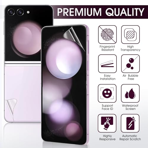 2 Sets Screen Protector for Samsung Galaxy Z Flip7-6.9", Front Flim + Back Flim Full Coverage HD Clear Scratch Resistant, Premium Folding - size: Samsung Galaxy Z Flip 7