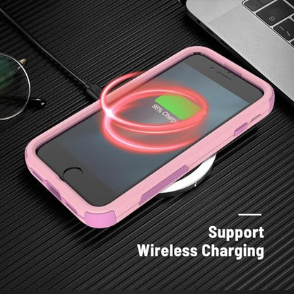 X-belmox Heavy Duty Phone Case for iPhone SE 3rd Generation Drop Proof Pink | with Screen Protector 3 in 1 iPhone SE 2020/2022 Case [Shockproof] Rugged Protective Cover for iPhone 7/8 4.7", pink - color: Pink