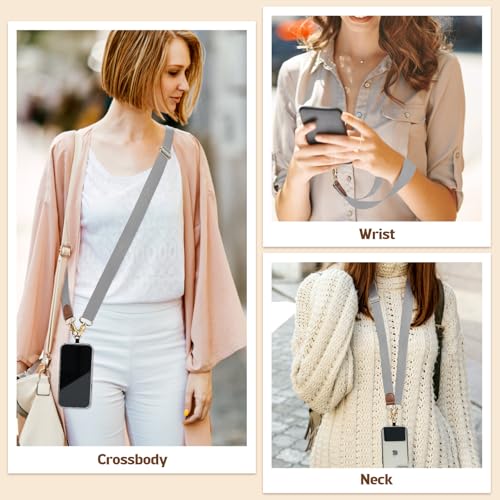 TiMOVO Phone Lanyard Crossbody Wrist Strap, Adjustable Anti-Theft Phone Strap for All Phone Case, lanyard for Women and Men - color: Gray