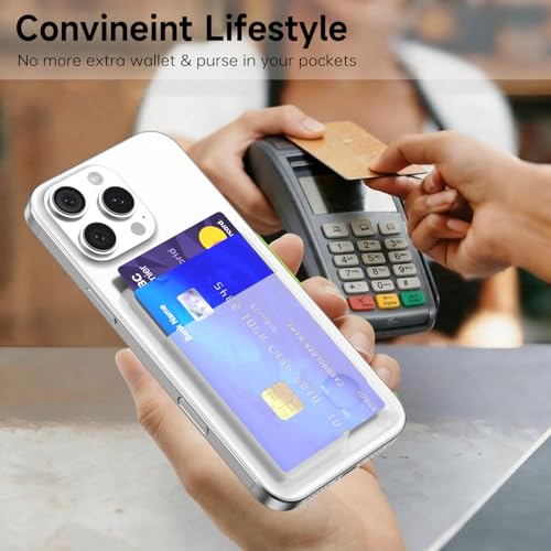 oakxco Phone Wallet Stick On, Secure Phone Card Holder Silicone, Adhesive Pocket Sleeve ID Credit Card, Slim Thin Card Case for Men Women Cute, Compatible with Apple iPhone Samsung Pixel, Clear - color: Clear