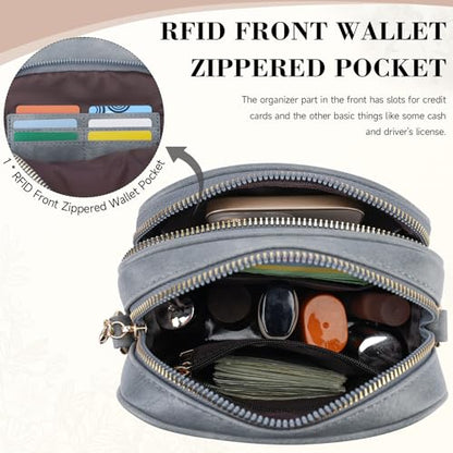 Small Crossbody Bags for Women, RFID Phone Purse with Card Slots, Triple Compartments Lightweight Shoulder Bag - color: 3-blue