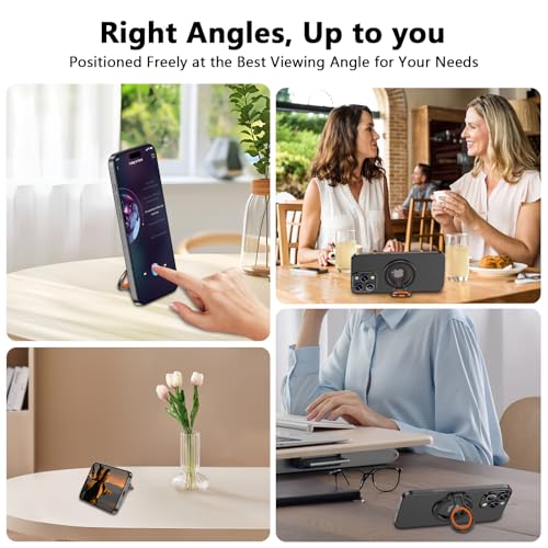 Magnetic Phone Grip Holder for MagSafe Ring Stand Holder Adjustable Stand - color: Black Orange