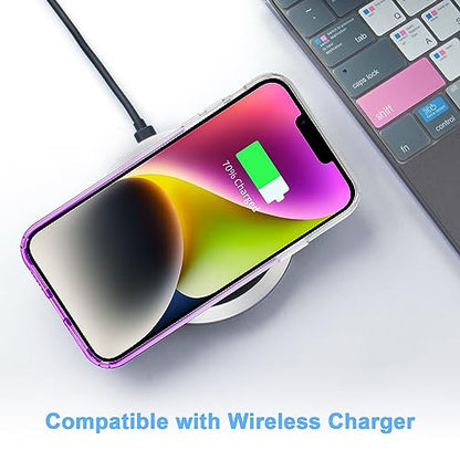 JJGoo Compatible with iPhone 14 Case Clear, Soft Shockproof Protective Slim Thin Phone Bumper Cover Transparent Phone Case, Gradient Purple - color: Gradient Purple