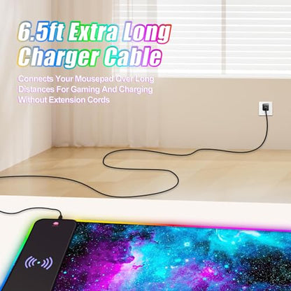 ToLuLu Wireless Charging RGB Gaming Mouse Pad,15W LED 30W Charger Mouse Mat - color: Galaxy Nebula Space