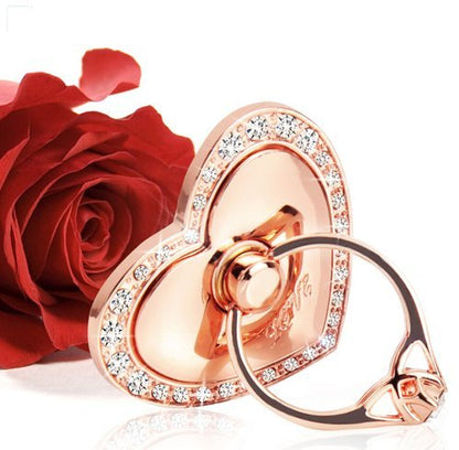 Phone Stand, Luxury Updated Re-Usable Metal Stainless Phone & Tablet Anti Drop Ring Stand Holder with Diamonds for iPhone iPod iPad Samsung and More (Heart Shape) (Rosegold) - color: RoseGold