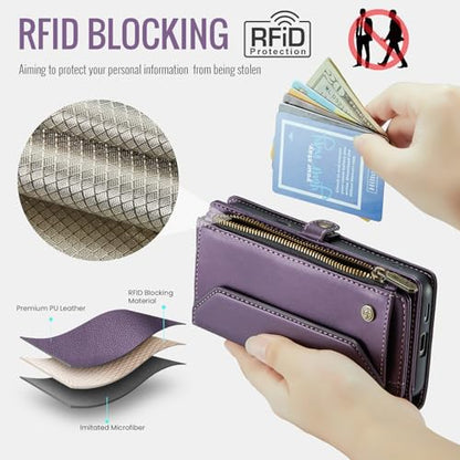 for Google Pixel 10a 6.3" Case, Women Men Multi-Function Wallet Case with Stand RFID Blocking Includes Shoulder Strap Wrist Strap Google Pixel 10a (Purple) - color: Purple