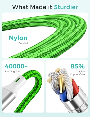 2Pack Multi Charging Cable for Apple Watch Charger 4 in 1 Travel Essentials RV Camping Essentials USB C/L/Micro Compatible with iWatch Series 11-1/iPhone 17/16/15/Android Airplane Gadgets-4FT/Green - color: Green, size: 4FT+4FT
