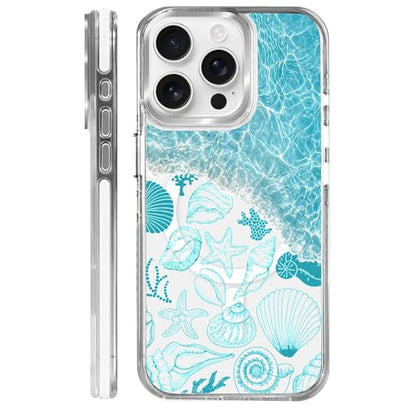 VisEnt Clear Case for iPhone 15 Pro, Magnetic Phone Case, Transparent Slim Cover, Military Grade Protection, Shockproof, Anti-Yellowing, Scratch Resistant, Ocean Wave Shell - color: Ocean Wave Shell, size: Iphone 15 Pro