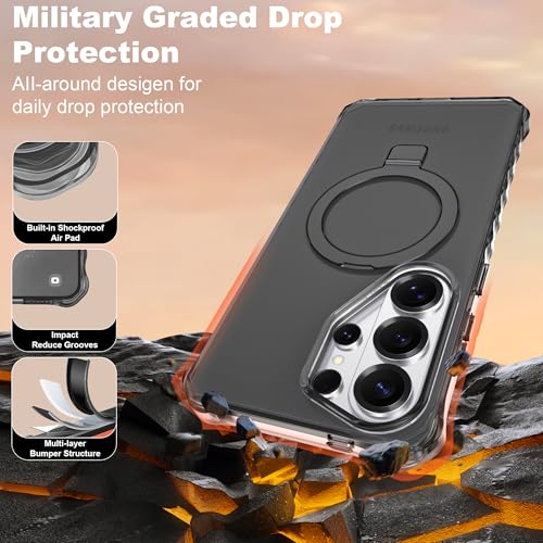 Compatible with Samsung Galaxy S26 Ultra Case 6.9'' Cute Wavy Frame with Magnetic Stand [Compatible with Mag-Safe] Military-Grade Translucent Phone Case for S26 Ultra, Black - color: Black, size: Samsung Galaxy S26 Ultra