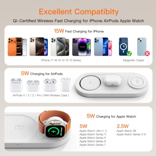Foldable 3 in 1 Wireless Charging Station for Apple Magsafe Charger Stand