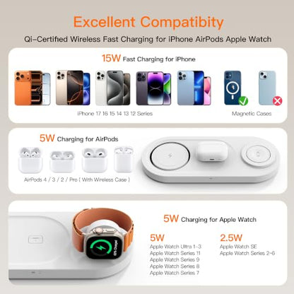Foldable 3 in 1 Wireless Charging Station for Apple Magsafe Charger Stand