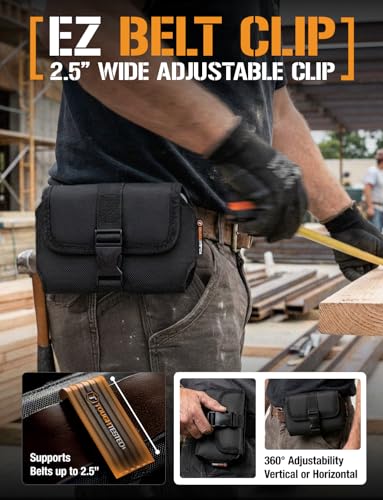 3XL Belt Clip Phone Holster with Magnetic Closure | Rugged ballistic nylon holster with 360° rotating clip for iPhone 17 Pro Max and extra-large smartphones