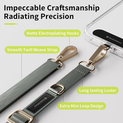 SWITCHEASY 20mm Adjustable Crossbody Phone Strap Compatible with Most Phones, Anti-Theft & Ant-Drop, Hands Free for Phone Lanyard Crossbody with Strap Card Phone Tether Tab - EasyStrap (Sea Foam) - color: Sea Foam, size: 20mm