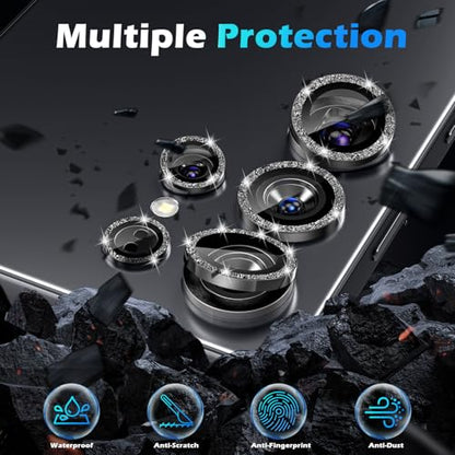 imluckies for Samsung Galaxy S25 Ultra Camera Lens Protector Bling, AR+AF Tempered Glass, 9H Anti-Scratch Metal Individual Lens Cover, HD Clear Camera Accessories - Glitter Titanium Black - color: Bling Black