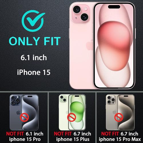 YKHJKLEC for iPhone 15 Case, Military Grade 3 in 1 Heavy Duty Shockproof/Drop Proof/Dust Proof Case with 2Pcs Tempered Glass Screen Protector (Blue/Turquoise) - color: Blue/Turquoise