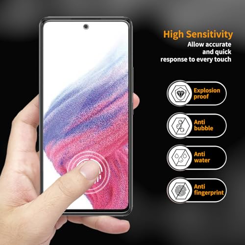 3 Pack for Samsung Galaxy A53 5G /A52 /A51 /A51 5G UW Tempered Glass Screen Protector, Scratch-Proof, Bubble-Free,HD Transparent, 9H Hardness,Bubble Free,Case Friendly - size: Galaxy A53 5G /A52 / A51
