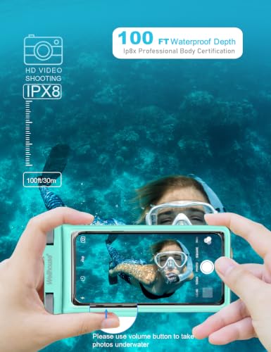 wellhouse Waterproof Phone Pouch, Waterproof Phone Case for iPhone17 16 15 14 13 Pro Max XS Samsung, IPX8 3D Cellphone Dry Bag Beach Essentials (2 Pack - Green & White7.0, 7 inch) - color: 2 Pack - Green & White7.0"