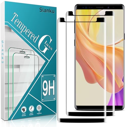 Slanku 2 Pack Tempered Glass for Samsung Galaxy Note 9 Screen Protector 3D