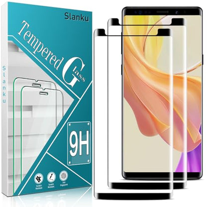 Slanku 2 Pack Tempered Glass for Samsung Galaxy Note 9 Screen Protector 3D