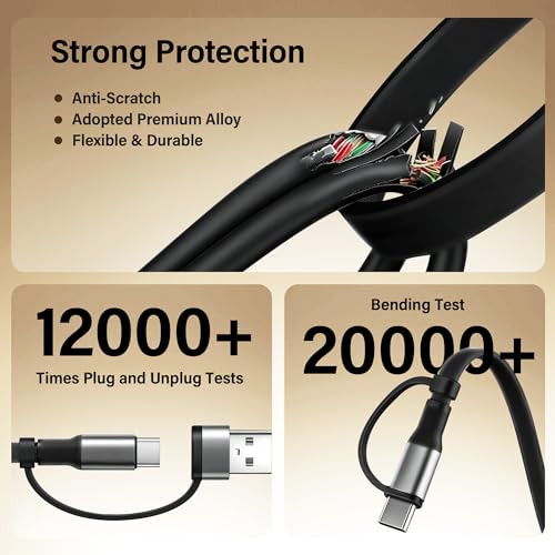 100W Retractable Multi Charging Cable for Apple Watch Charger,Dual USB C