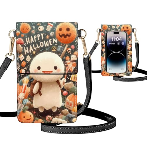 Small Crossbody Bags for Women Touchscreen Cell Phone Bag Cross Body Purses with adjustable Strap,Gifts For Teenage Girls - color: Happy Halloween Ghost