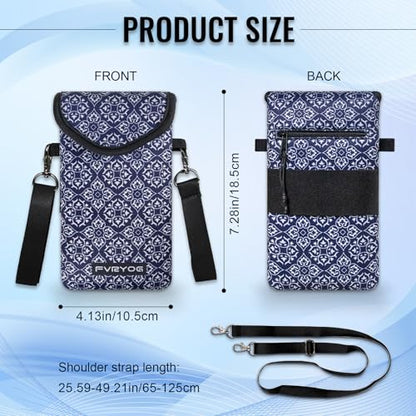 Neoprene Phone Sleeve Pouch Case Bag for Men Women w/Crossbody Strap/Neck Lanyard for iPhone 17/16/15/14 Pro Max, Samsung S25，Pixel 10 - color: Dark Blue Cell Phone Sleeves