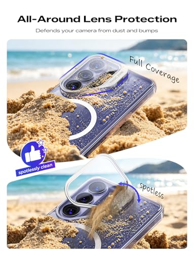 MAGIC JOHN Magnetic for Samsung Galaxy S26 Ultra Case with Stand, Fit for MagSafe, Phone Case for Samsung S26 Ultra, Clear Case with Camera Cover [Mil-Grade Protection] [Anti-Yellowing] Slim, Clear