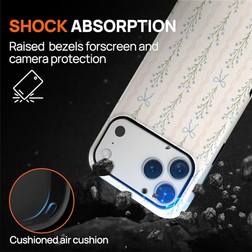 Magnetic for iPhone 17 Pro Max Case,[Compatible with Magsafe] Dual Layer Protective Heavy Duty Shockproof Rugged Drop Protection Bumper Hybrid Case - Blue Bow Stripes - color: Blue Bow Stripes, size: iPhone 17 Pro Max