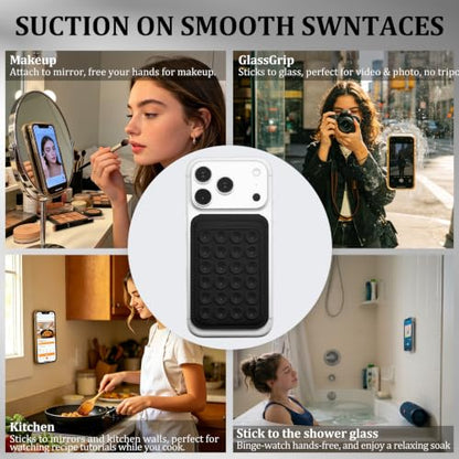 Aiivioll 4-in-1 Magnetic Grip Card Holder Stand for MagSafe Black - color: Black