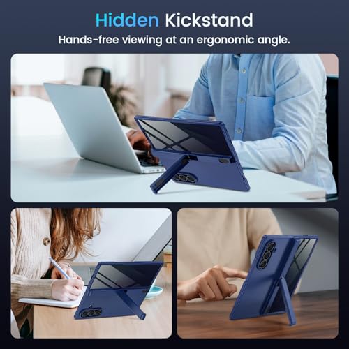 Caka Magnetic for Samsung Galaxy Z Fold 6 Case with Hidden Kickstand Blue - color: Blue