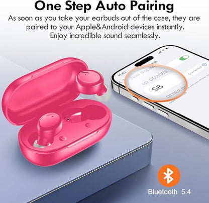 Lanteso True Wireless Earbuds Bluetooth 5.4, in Ear Headphones - color: Hot Pink