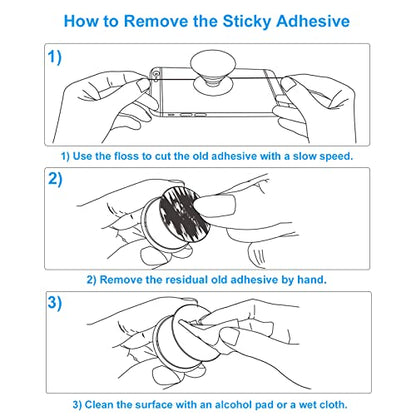 PKYAA 9 Pack Sticky Adhesive Compatible with Socket Base, Double-Sided Replacement Tape for Collapsible Grip & Stand Back - 9pcs 1.4 inches(35mm) Adhesive Tapes