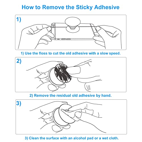 Anteel Sticky Adhesive Compatible with Socket Collapsible Grip, 9 Pack Double-Sided Replacement for Swappable Phone Expanding Base, Extra Super Strong Circle Glue Tape for Mobile Car Holder