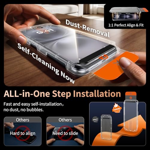 2 Pack for iPhone 16 Screen Protector, 9H+ Hardness Tempered Glass Full Edge Coverage, Military-Grade Shatter Protection, HD Clear & Sensitive Touch, Easy Installation - size: for iPhone 16
