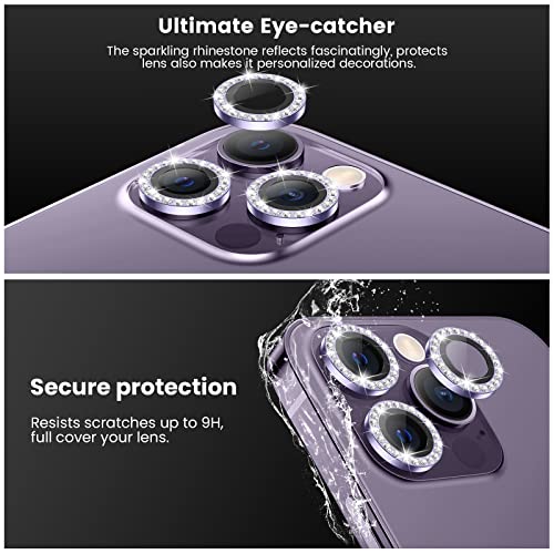 Tensea Bling Camera Lens Protector for iPhone 14 Pro/iPhone 14 Pro Max - color: B-Purple Diamond
