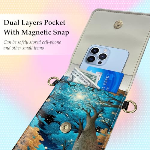 Small Crossbody Bags for Women Touchscreen Cell Phone Bag Cross Body Purses with adjustable Strap,Gifts For Teenage Girls - color: Night Forest sky