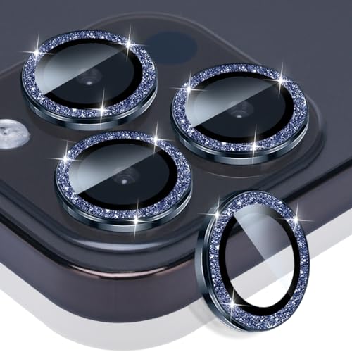 Camera Protector for iPhone 15 Pro/15 Pro Max, Glitter Dark Blue - color: Glitter Dark Blue