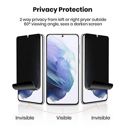 Galaxy S21 5G Screen Protector Matte Privacy Full Adhesive Soft Film (NOT Tempered Glass), Support Fingerprint Unlock Matte Finish Surface Anti Glare 2 Way Anti Spy Privacy Protection for