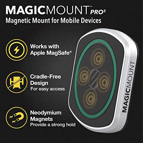Scosche MP2CUPM-SP MagicMount Pro2 Cup Holder Magnetic Cell Phone Holder Car Mount Kit Compatible with MagSafe, iPhones, Galaxy, Pixel & All Smartphones