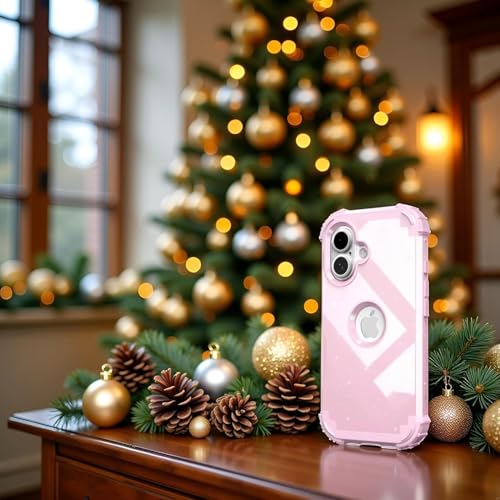 IDweel for iPhone 17 Case with Screen Protector for Women, 3 in 1 Shockproof Slim Fit Hybrid Heavy Duty Hard PC Cover Soft Silicone Bumper Full Body Anti-Fingerprint Case, Glitter Pink - color: Glitter Pink