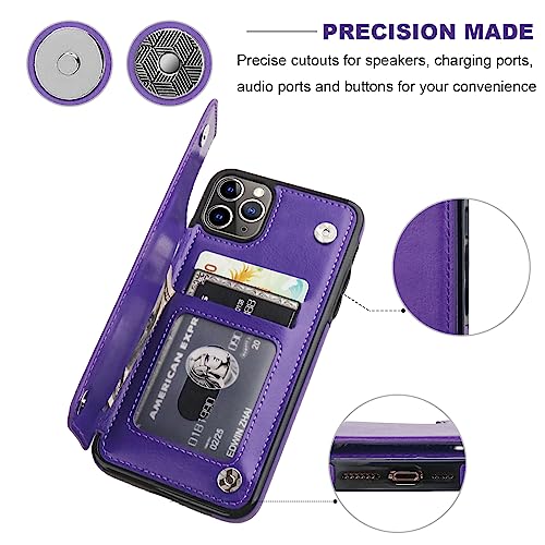 ONETOP for iPhone 11 Pro Max Wallet Case with Credit Card Holder,Purple - color: Purple