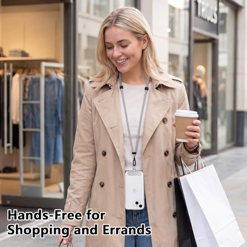 BESARME 2-Pack Phone Lanyard Set, Crossbody & Wrist Straps, Gray - color: Grey