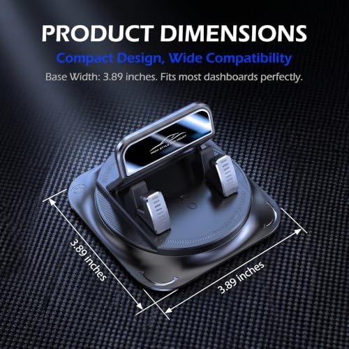 1 PC Car Phone Holder, Dashboard Cell Phone Mount, Anti-Slip One-Hand Operation Bracket, 360 Degree Rotation ，Universal for Most Cars, Trucks, SUVs (Black)