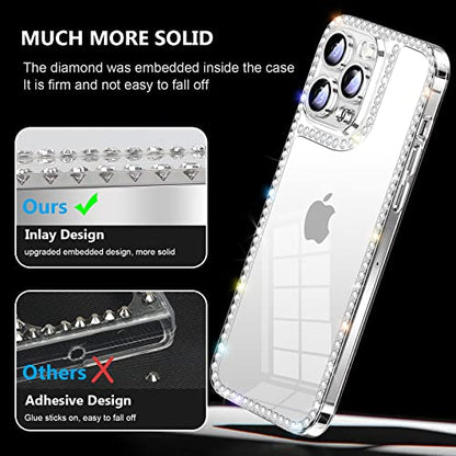 Compatible with iPhone 12 Pro Max Bling Case, iPhone 12 Pro Max Case for Women Girls 3D Glitter Sparkle Luxury Shiny Cute Crystal Charms Rhinestone Diamond Bumper Soft TPU Cover Case - size: iPhone 12 Pro Max